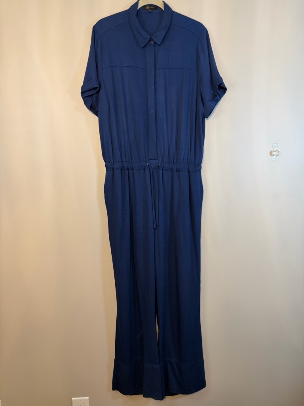 Frye Navy Drawstring Collared Jumpsuit - Picture 1 of 9